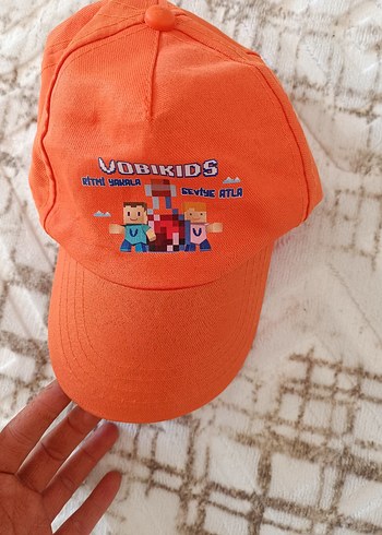 LC Waikiki Turuncu Baskılı Çocuk Şapkası Velcro