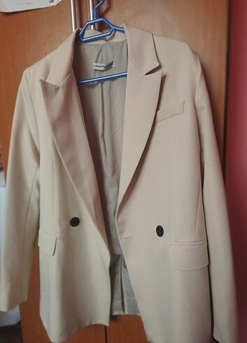 Diğer Astarlı açık bej blazer ceket