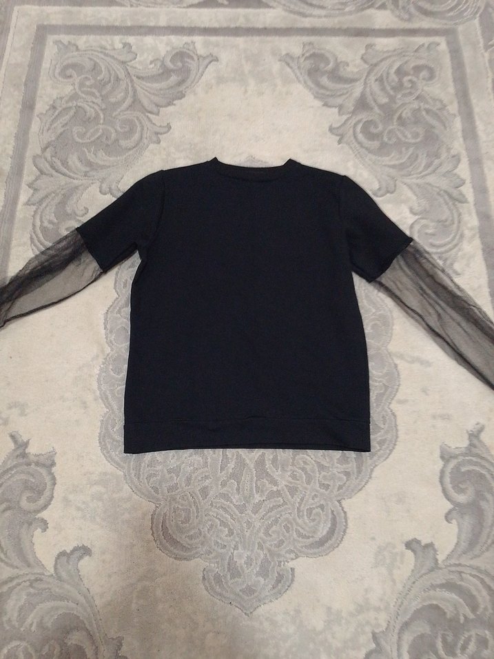 Cooland Sexy S beden kolları tüllü sweatshirt - Görsel 3