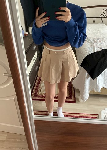 Milla Bej Mini Etek Rahat Kesim