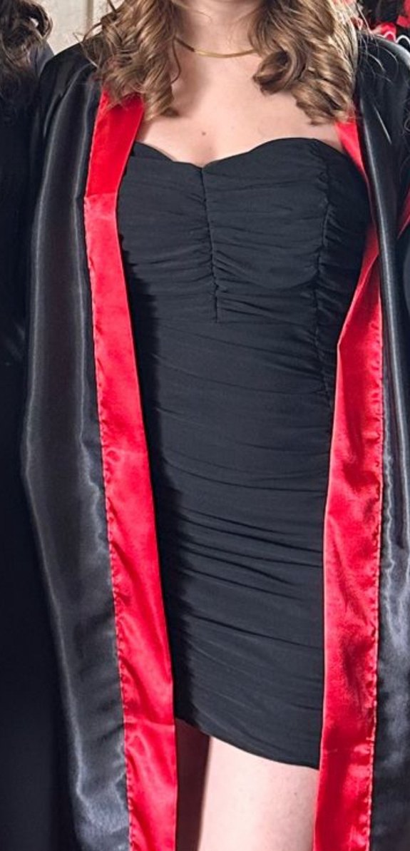 Siyah Drapeli Straplez Kadın Elbise - Görsel 2