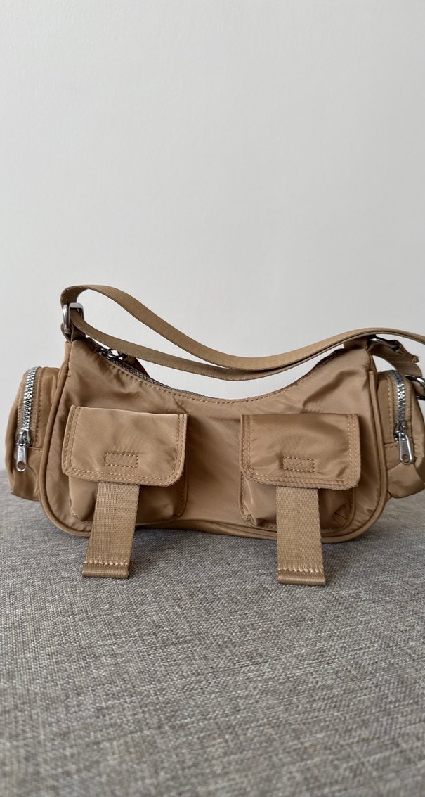 Bej Kadın Deri Omuz Çantası - Görsel 2