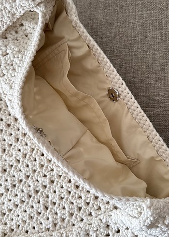 Bohem Gri Örgü Kadın Çanta - Görsel 3