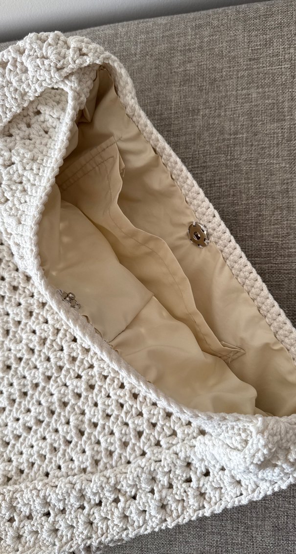 Bohem Gri Örgü Kadın Çanta - Görsel 3