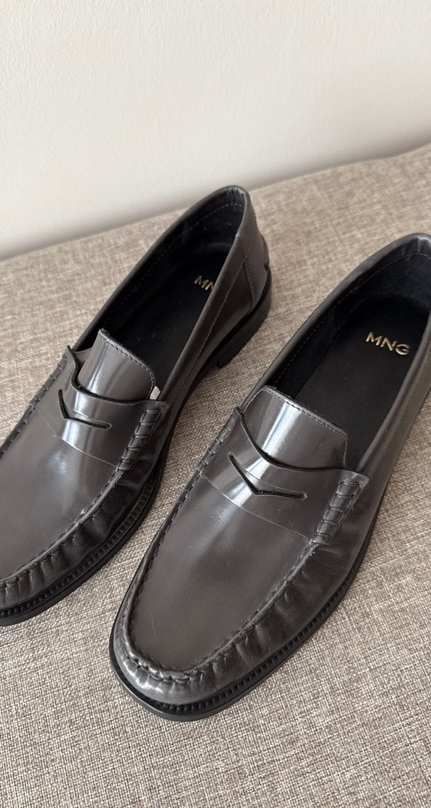 Klasik Antrasit Deri  Kadın Loafer - Görsel 2