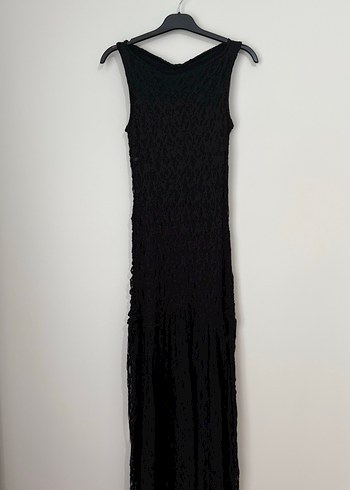 Siyah Uzun Kolsuz dantel elbise - Görsel 2