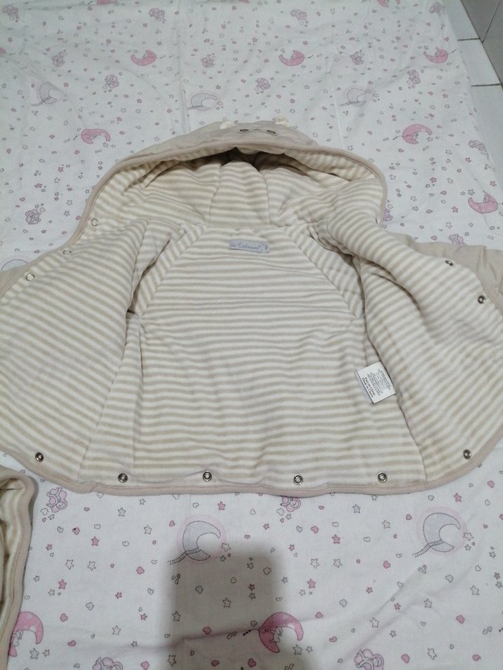 Kapüşonlu Bebek  Tulumu Bej - Görsel 4