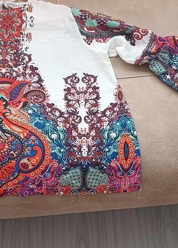 m Beden beyaz Renk Etnik desen gömlek bluz 36 38 beden