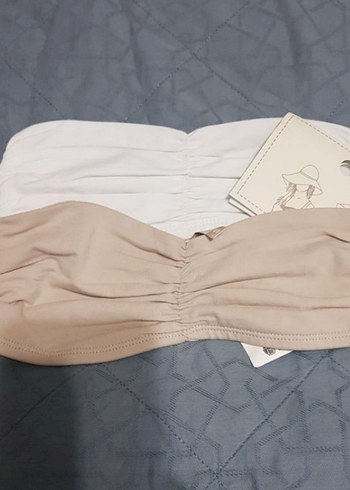 Leopar Desenli Straplez Bikini Üstü - Görsel 2