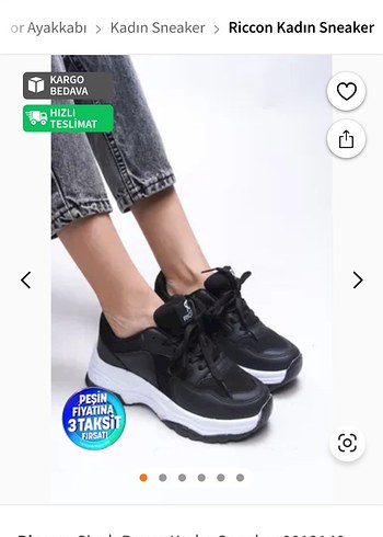 Riccon Kadın Siyah Platform Spor Ayakkabı