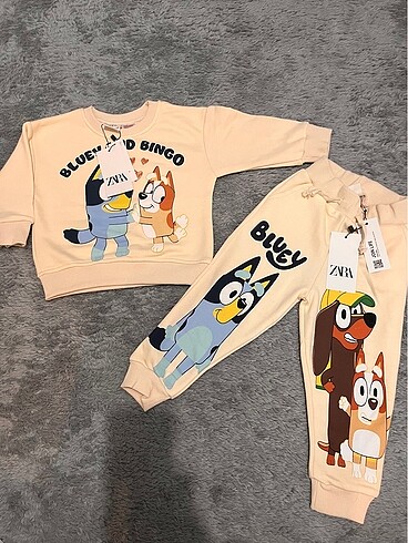 Bluey and bingo baskılı çocuk takım