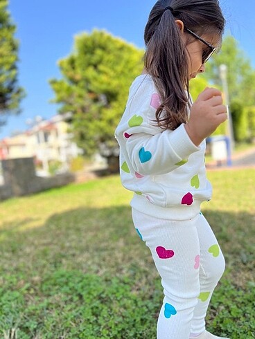 Zara Renkli kalp baskılı çocuk takım