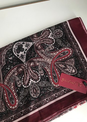 Bordo Dantel Detaylı Kadın Saten Şal