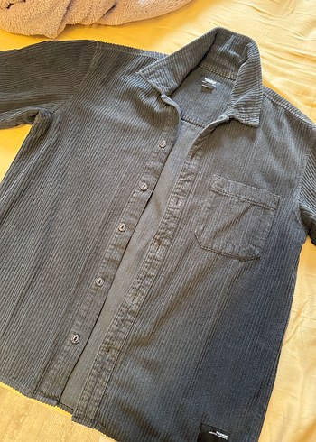 Gri Keten Düğmeli Erkek Gömlek - Görsel 4