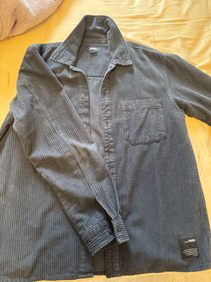 Gri Keten Düğmeli Erkek Gömlek - Görsel 2