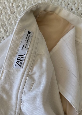 Erkek ZARA Beyaz Kumaş Pantolon - Görsel 4