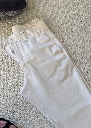 Erkek ZARA Beyaz Kumaş Pantolon - Görsel 2