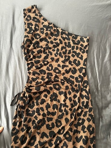 m Beden Leopar elbise