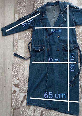 Kadın Lacivert Denim Midi Yağmurluk - Görsel 5