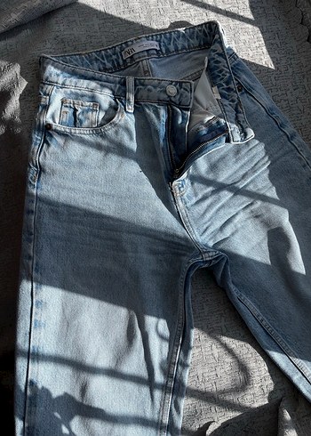 Kadın Mavi Denim Bol Kesim Midi Jean - Görsel 3