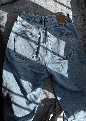 Kadın Mavi Denim Bol Kesim Midi Jean - Görsel 5