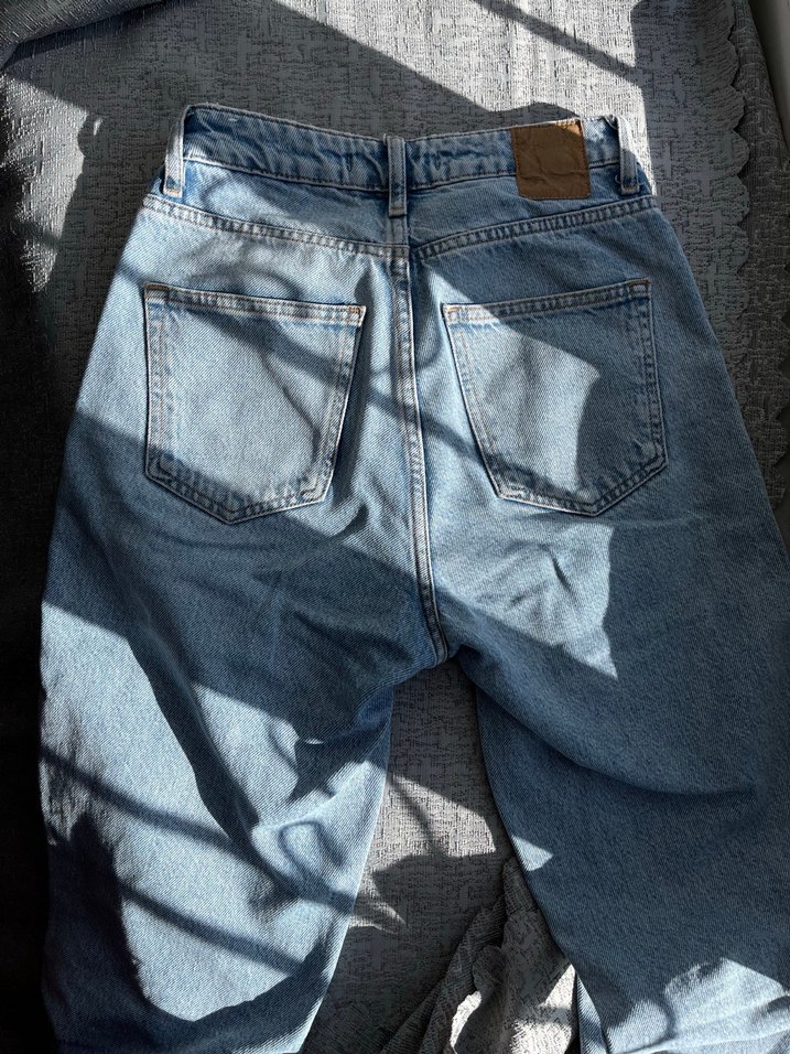 Kadın Mavi Denim Bol Kesim Midi Jean - Görsel 5