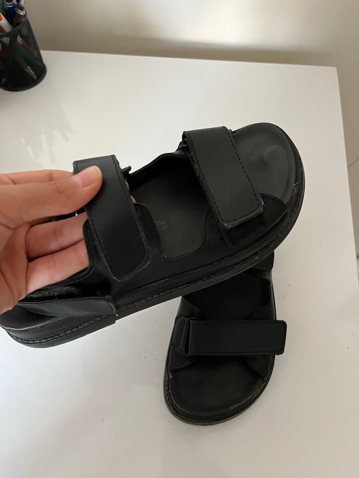 Siyah Platform Topuklu Kadın Sandalet - Görsel 4