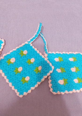 Nakışlı Turkuaz Renkli Fırın Eldiveni - Görsel 3