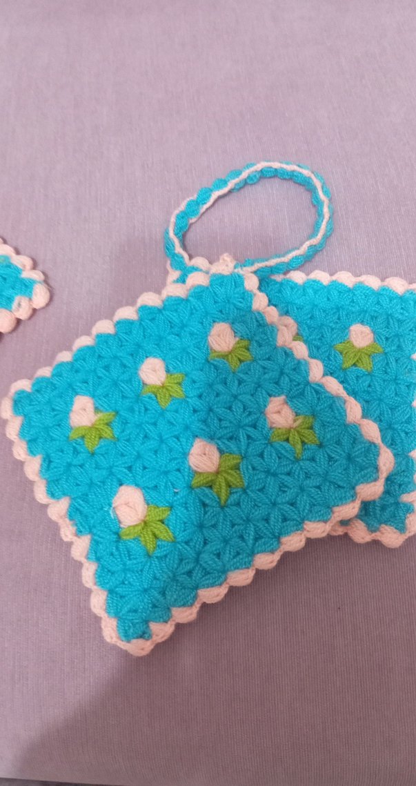 Nakışlı Turkuaz Renkli Fırın Eldiveni - Görsel 2