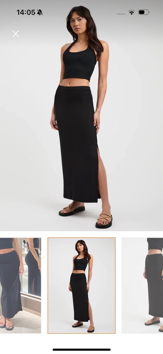 Siyah Yırtmaçlı Uzun Kadın Etek - Görsel 2