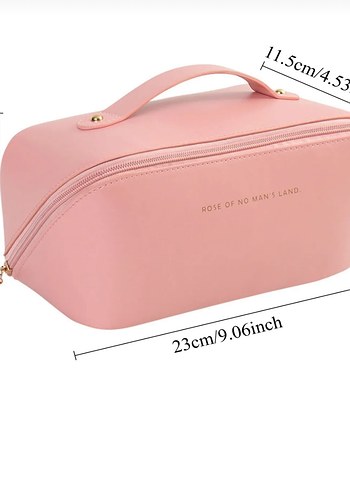 Pembe Çok Bölmeli Büyük Kapasiteli Kadın Makyaj Çantası - Görsel 3