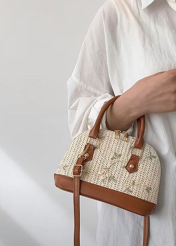Bej Nakışlı Kadın Çanta - Görsel 4