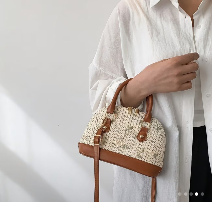 Bej Nakışlı Kadın Çanta - Görsel 4