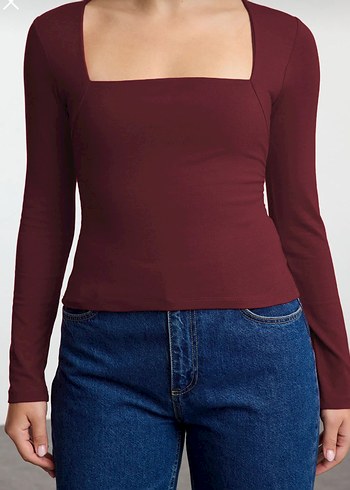 Bordo Uzun Kollu Kadın Bluz - Görsel 3