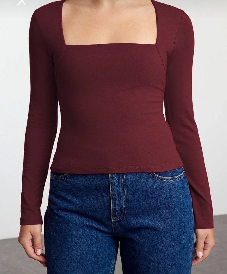 Bordo Uzun Kollu Kadın Bluz - Görsel 3