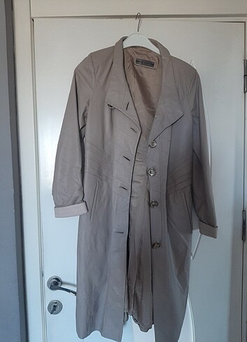 KADIN SUNI DERI TABA TRENCHCOAT