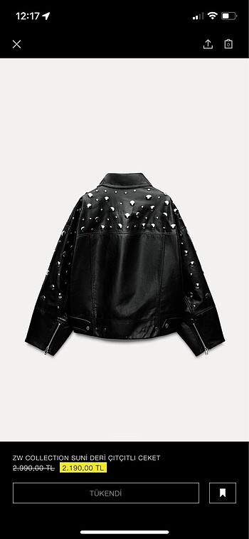 Zara Zara çıtçıtlı deri ceket