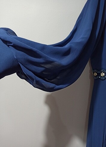50 Beden mavi Renk Tesettür abiye elbise 