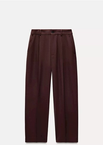 Bordo Pilili Kadın Kumaş Pantolon