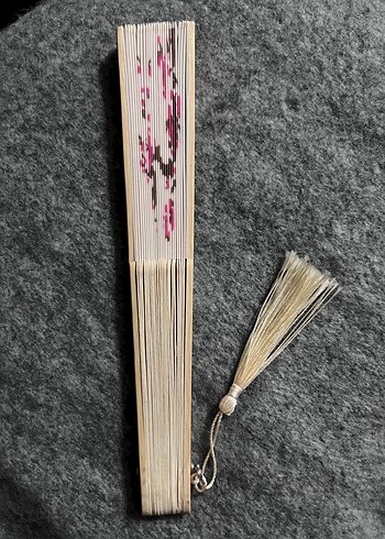 Beyaz Katlanabilir Yelpaze Pembe Çiçek Desenli - Görsel 2