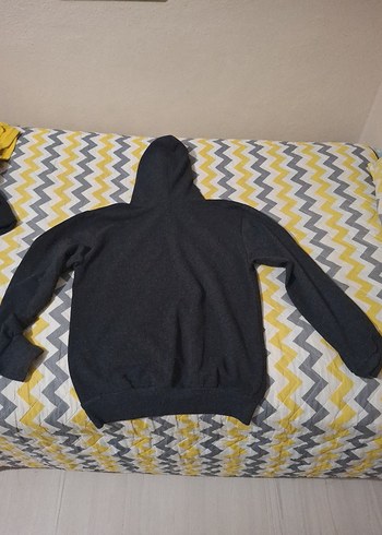 15-16 Yaş Beden gri Renk Erkek Çocuk Gri Kapüşonlu Sweatshirt