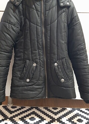 11-12 Yaş Beden siyah Renk Kız çocuk mont