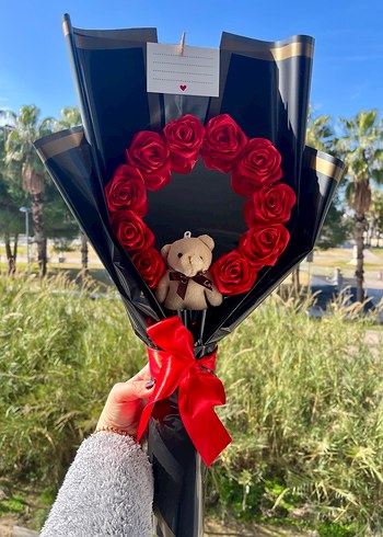 Sevgililer günü aynalı çiçek buketi (yazılı) - Görsel 2