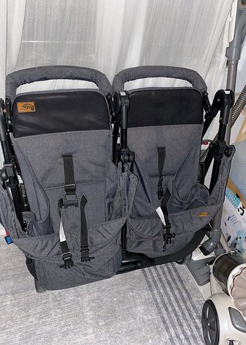 15-36 kg Beden İkiz Bebek Arabası Siyah-Gri