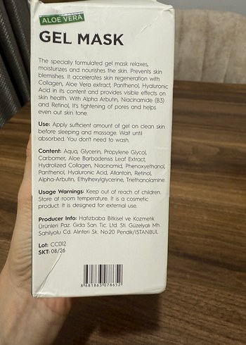 Beden Renk Clasy Aloe Vera Jel Maskesi - Kolajen & Retinol