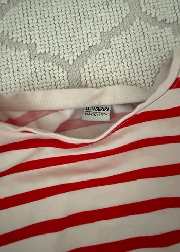 9-10 YAŞ LCW Kız Çocuk Kırmızı Çizgili Uzun Kollu Tişört - Görsel 2