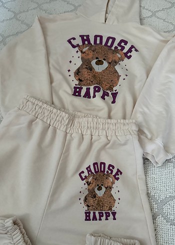 KOTON 11-12 yaşKızlar için Kapüşonlu Beyaz Baskılı Eşofman Takım - Görsel 2