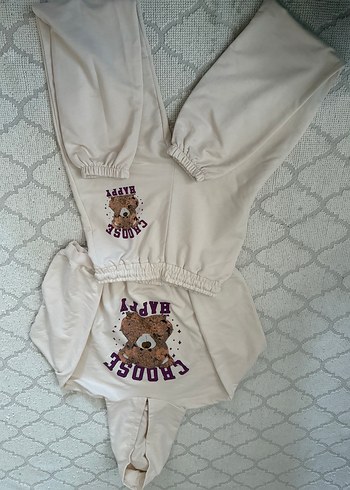 KOTON 11-12 yaşKızlar için Kapüşonlu Beyaz Baskılı Eşofman Takım - Görsel 6