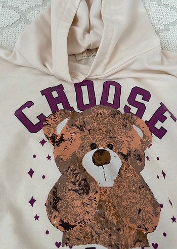 KOTON 11-12 yaşKızlar için Kapüşonlu Beyaz Baskılı Eşofman Takım - Görsel 3