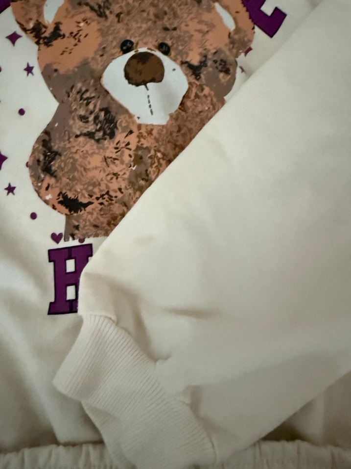 KOTON 11-12 yaşKızlar için Kapüşonlu Beyaz Baskılı Eşofman Takım - Görsel 5